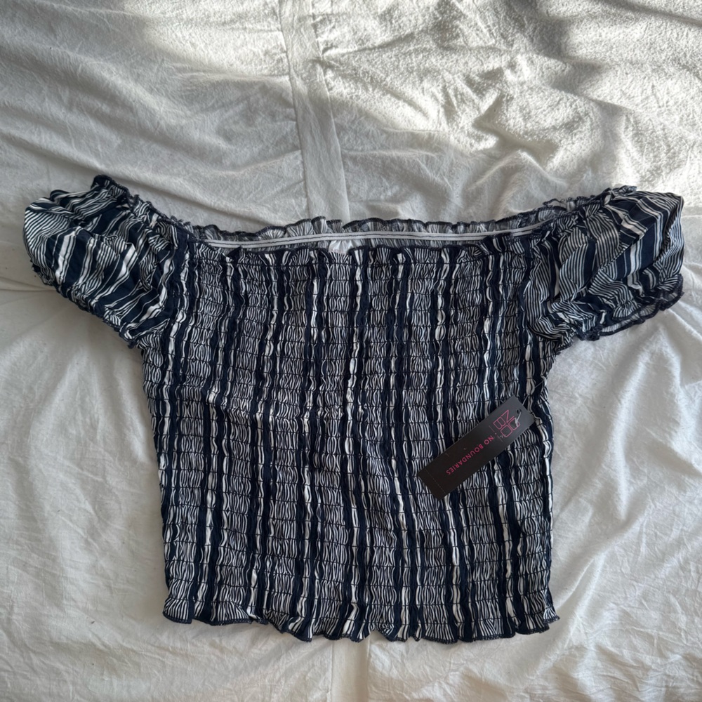 Black and White Striped Women's Top